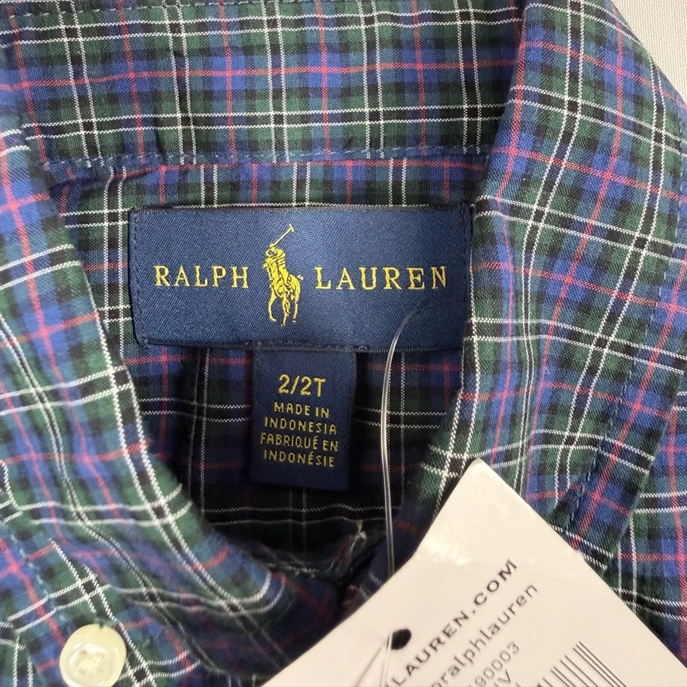 NWT RALPH LAUREN Boys‎ Plaid Button Down Shirt 2/2T Preppy Classic Pony USA NEW